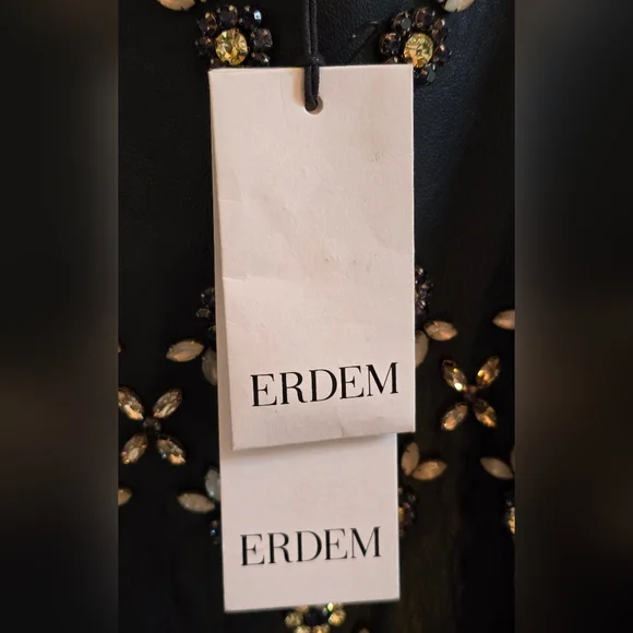 NWT ERDEM Hudson Navy Sleeveless Crystal Embellished Midi Dress, Sz 6 - Picture 10 of 11